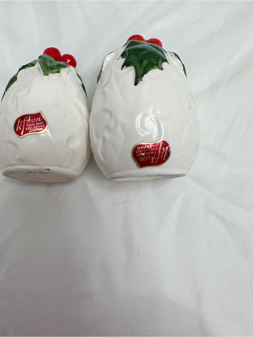 Lefton Holiday Holly Ceramic Salt and Pepper Shakers